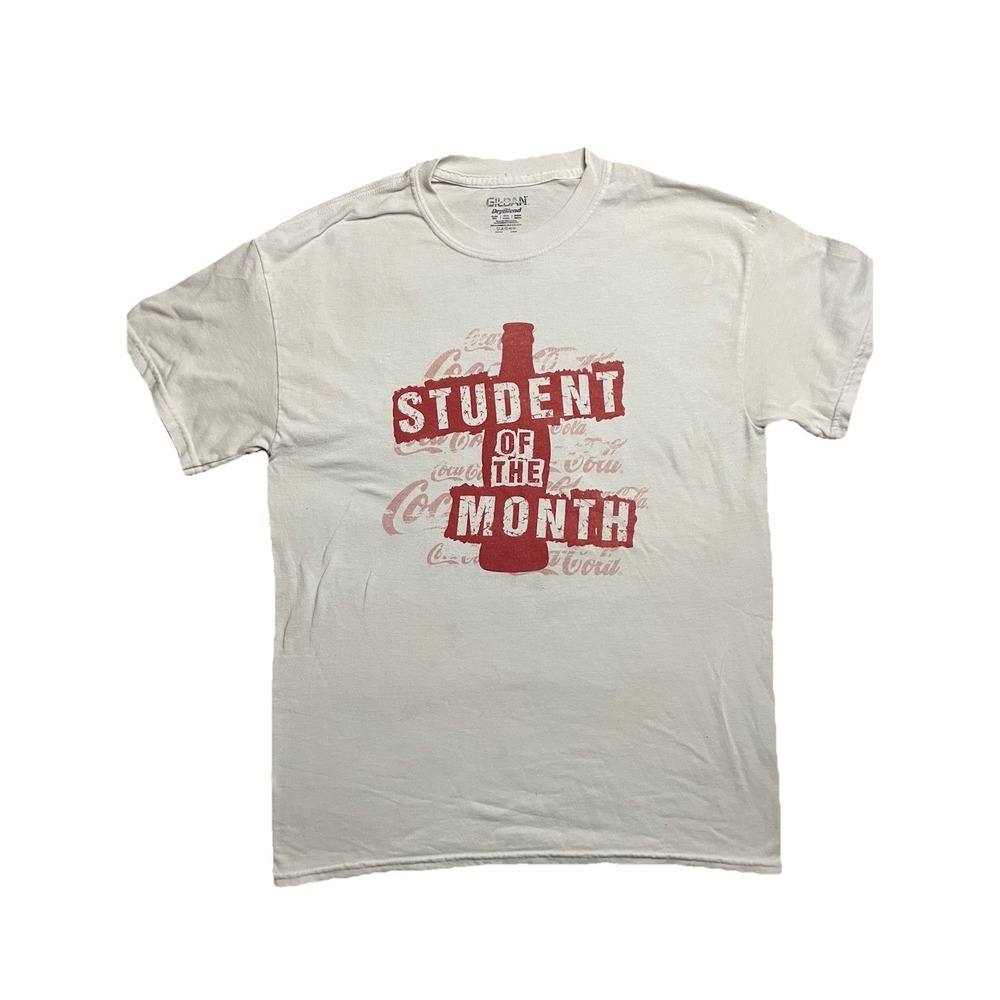 Y2K Gildan Coca Cola Student of the Month White Tshirt Size Medium